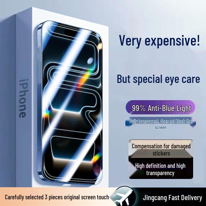 Anti-Blue Light Tempered Glass Screen Protector for Apple iPhone (3-Pack)