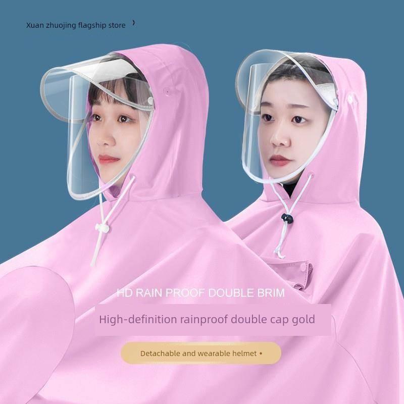Electric Scooter Raincoat for Adults, Single or Double Rider, Outdoor Riding Motorcycle Rain Poncho with Double Brim, Electric Vehicle Rain Poncho