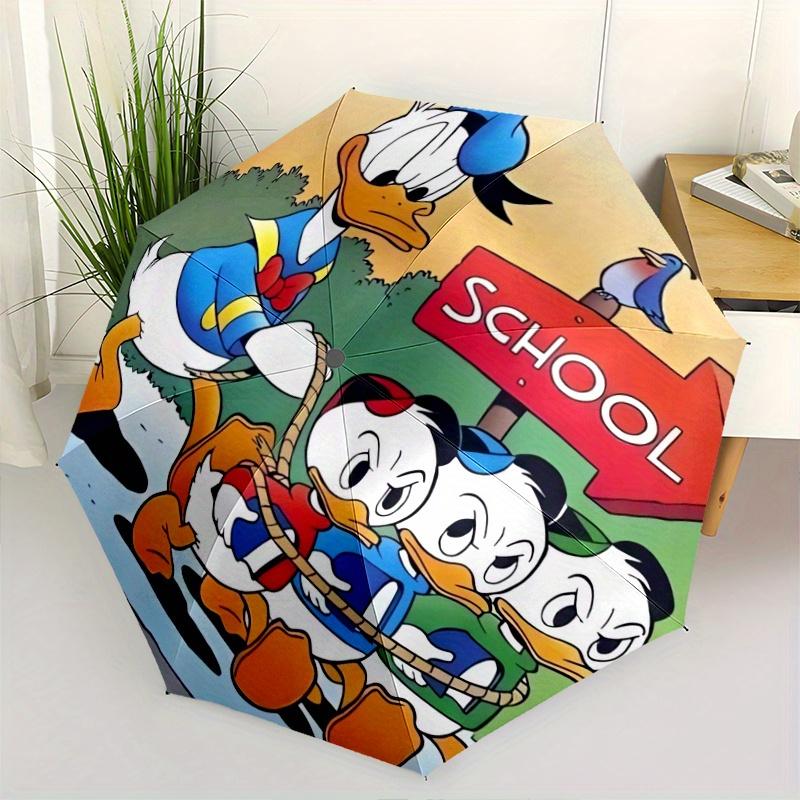 

Cartoon Donald Duck Family Adventure Automatic Open/CloseCartoon Umbrella-CuteUmbrella with Cute Design, Portable 3-Fold Compact Umbrella fo