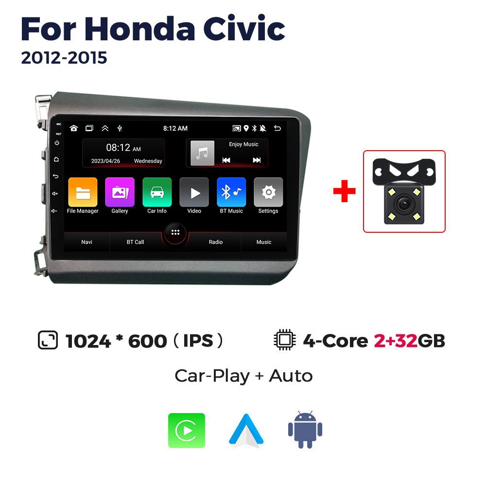 Navifly Android Auto CarPlay 2 Din Car Radio Stereo For Honda Civic 2012 2013 2014 2015 Video Player GPS Intelligent Systems BT