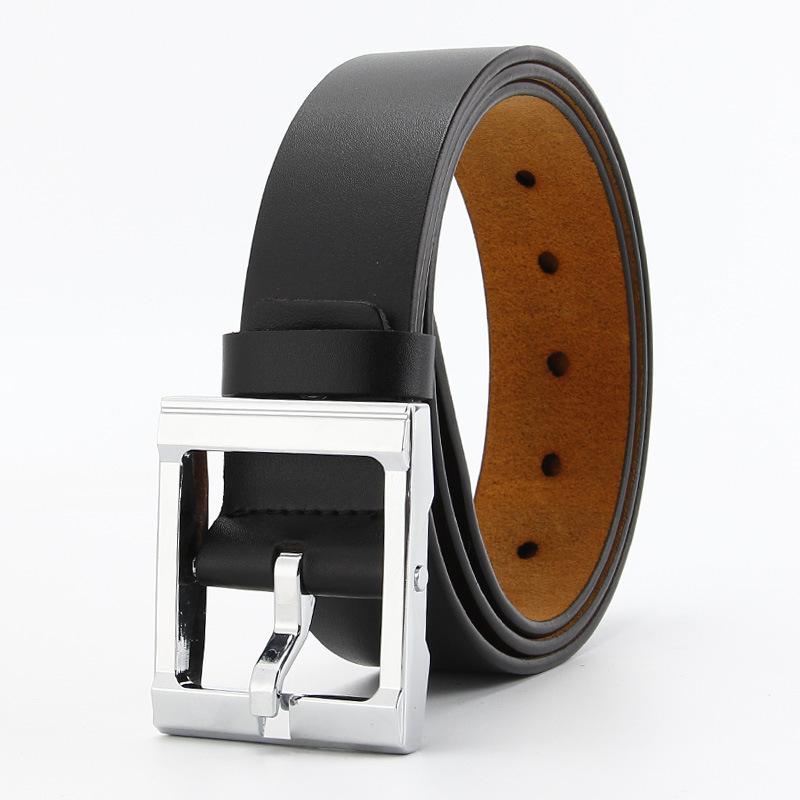 

Мужской ретро ремень из двухслойной натуральной коровьей кожи, модная пряжка-пика, мужской универсальный желтый ремень для брюк в корейском стиле 110-130cm