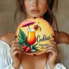 Vintage Tropical Metal Round Wall Sign 2D Retro Bar Cafe Home Kitchen Decor Tin Plate Cool Drink Summer Theme Art