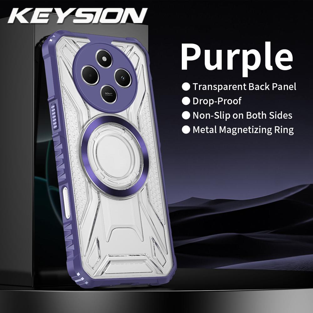 KEYSION Husă Magnetică Transparentă pentru Redimi 14C Silicon Moale+PC Rezistentă la Șocuri Husă de Telefon pentru Xiaomi POCO C75