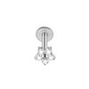 Gioiello per Piercing Labbra e Cartilagine Auricolare a Bottone in Acciaio Inossidabile 316L con Fiore di Zircone