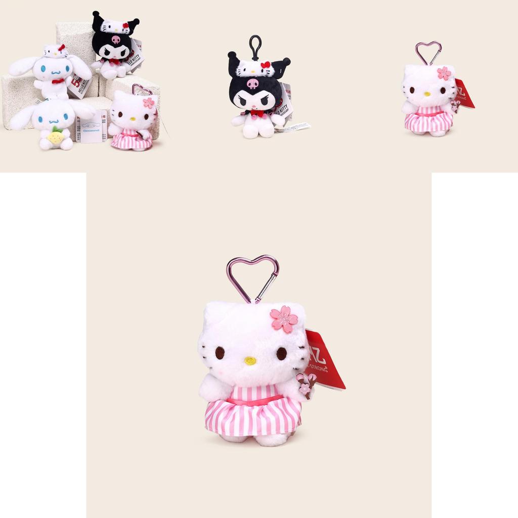 Cinnamoroll Kuromi Character Plush Keychain With Heartshaped Cherry Blossom Hello Kitty For School Bag Gift