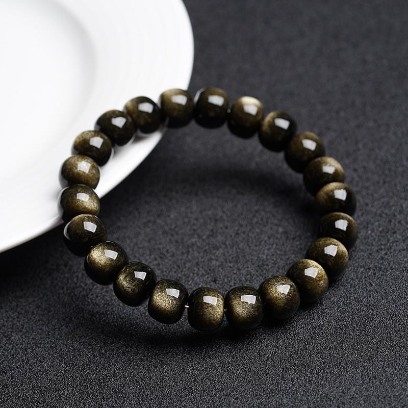 Natural Gold Obsidian Bracelet Women MenGood Luck Bead Men Crystal Meditation