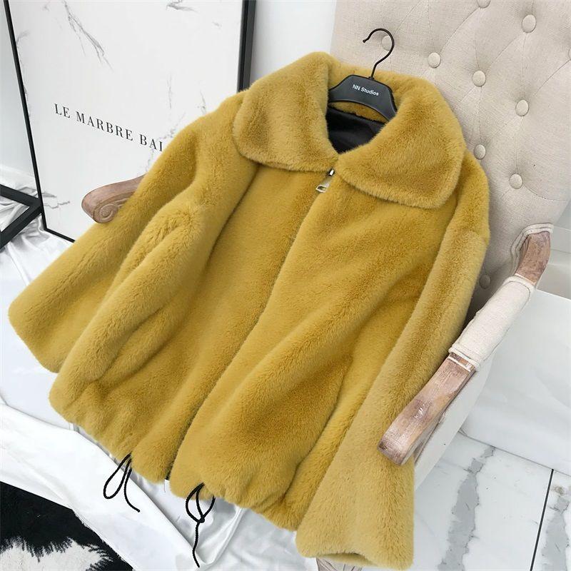 

Faux Fur Coat Thickening Autumn Winter Coat Casual Large Size Women s Jacket Faux Rabbit Fur Coat L золотий