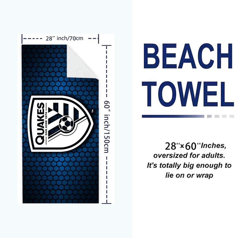 San Jose Earthquakes Print Beach Towel, Large Soft Quick Dry Towel for Beach Camping Swimming