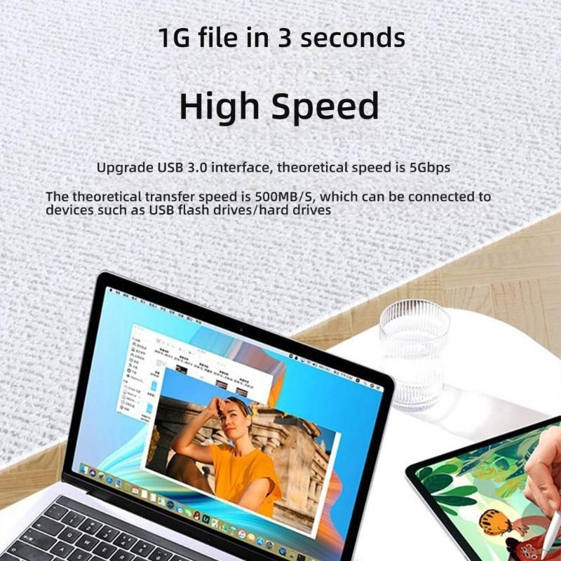 Aluminum USB C OTG Adapter 5Gbps Transfer 3Port Hubs Space Saving Right Angle Connectors Wide Compatibility for Phone PC