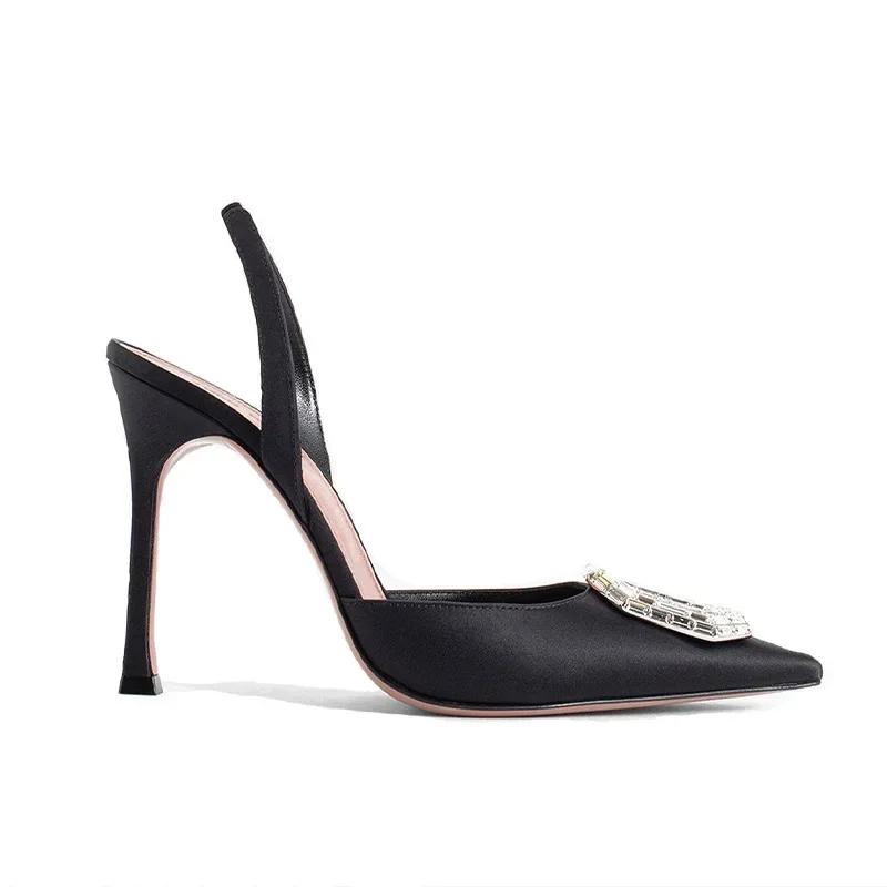 Women High Heels Water Diamond Buckle Toe Sandals New Pointed Thin Heel Hollow Banquet High Heels Platform Sandals Women Shoes