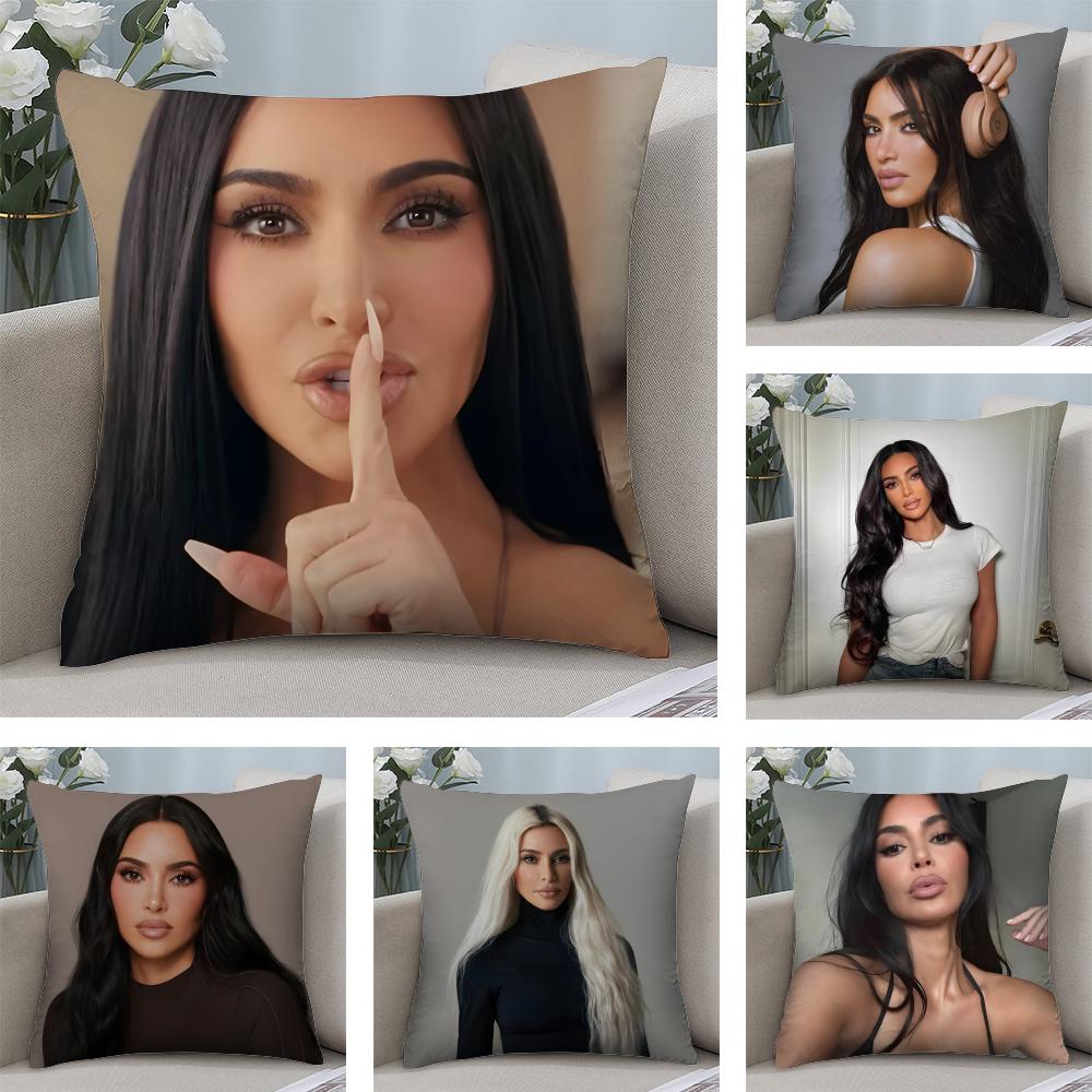 K-Kim Kardashiann Star Cushion Cover Plush Fabric Soft Double-Sided Printed Sofa Warm Winter Home Child Gift Pillow Case