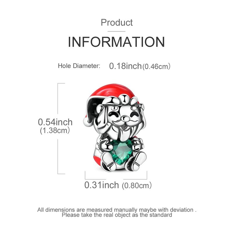 Charms Copper Plated Santa Claus Green Heart-Shaped Beads Fit Original Bracelet Beads Women Jewellery Making Diy