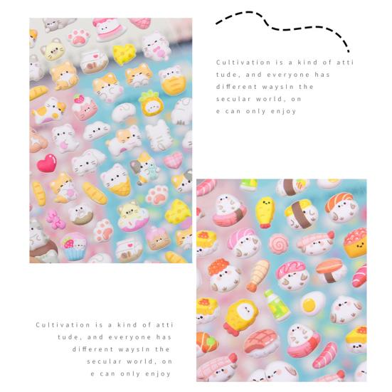 3D Puffy Sticker Niedlicher Hase Katze Tier Aufkleber für Kinder Wasserdichte Schaumstoffaufkleber für Bastelarbeiten Journale und Telefone