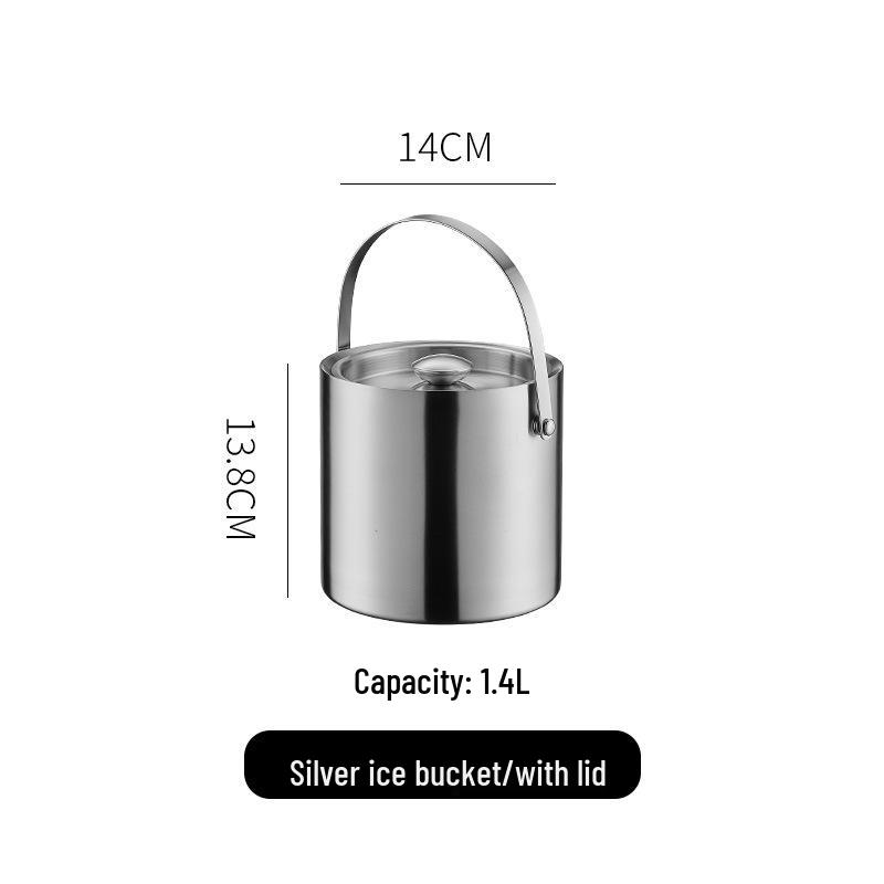 3L Double-Layer Insulated 304 Stainless Steel Ice Bucket with Thickened Handle for Wine & Beer