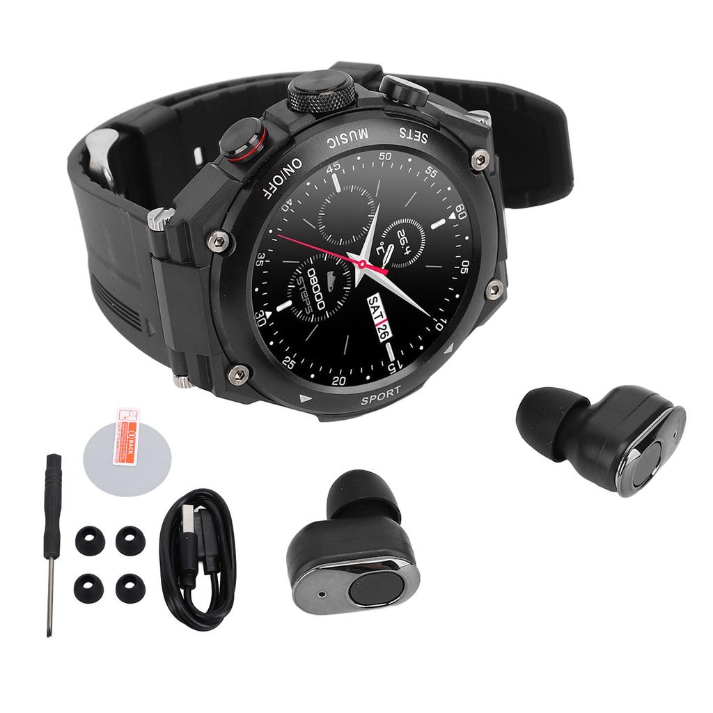 2 in 1 Smart Watch with Earbuds Multi Function Bluetooth Call Music Player Sports Watch for Android