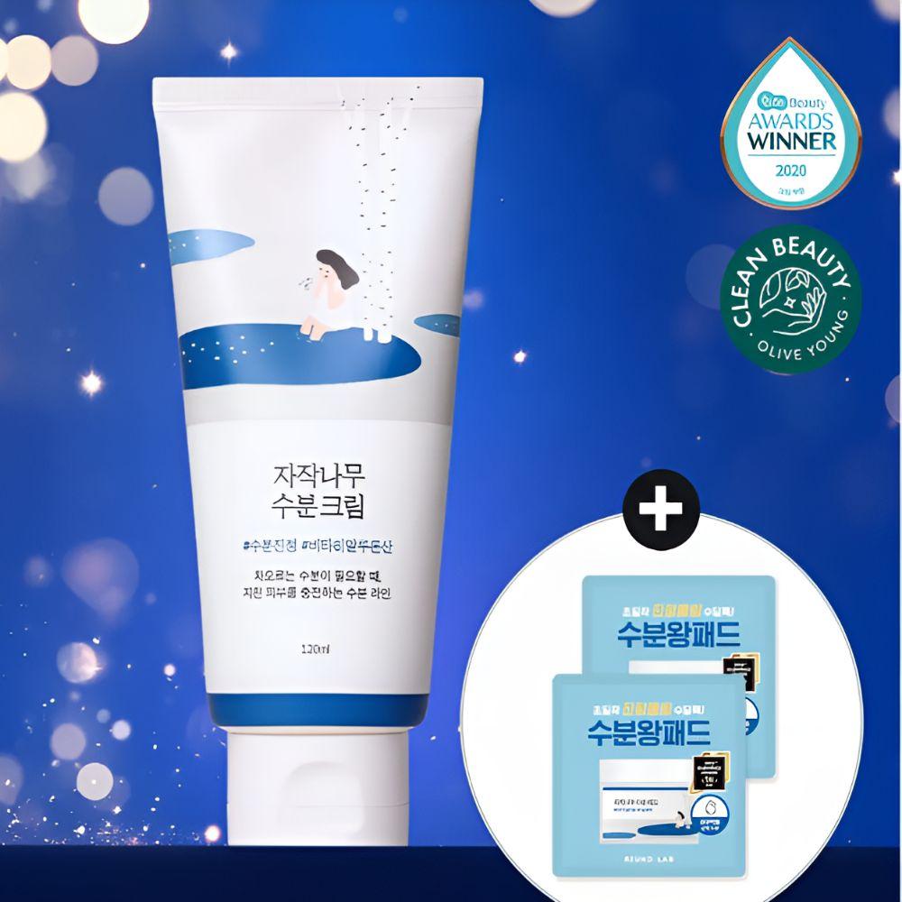 ROUND LAB Birch Juice Moisturizing Cream Deep Hydration & Skin Barrier Care 120ml (+ Moisture Pads 4pcs)