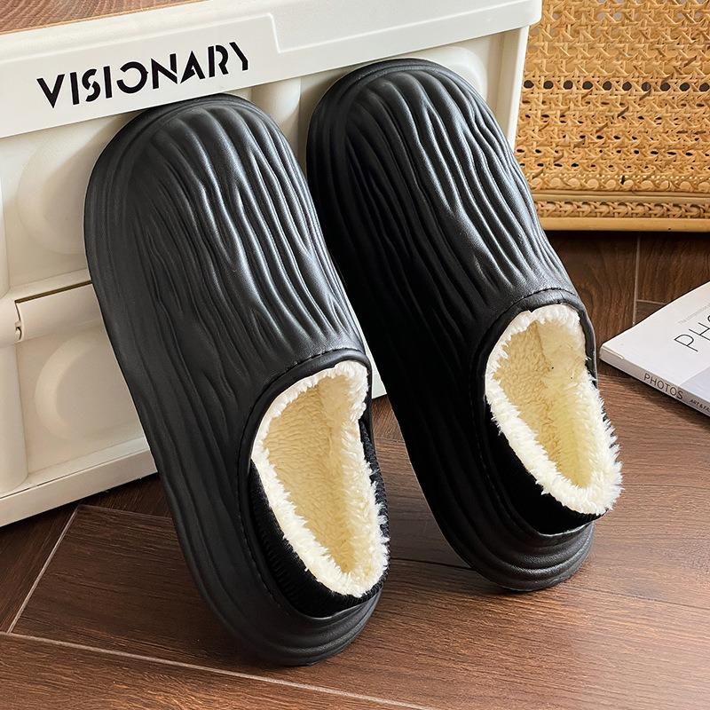 

Зимние теплые женские тапочки повседневные плюшевые балетки домашние водонепроницаемые нескользящие туфли для дома и улицы толстые домашние тапочки на платформе 44-45 чёрный