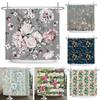 Flowers Shower Curtain Watercolor Flower Bath Curtain Print Polyester Fabric Waterproof Bathroom Curtains with Hooks Bath Screen
