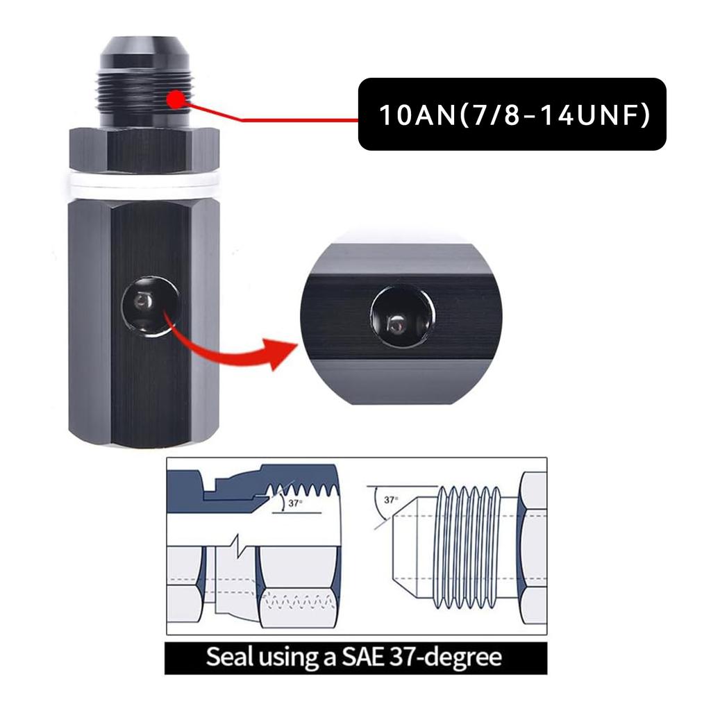 6AN 8AN 10AN Rollover Valve Aluminum Fuel Cell Tank Mounted Hose Line Fitting