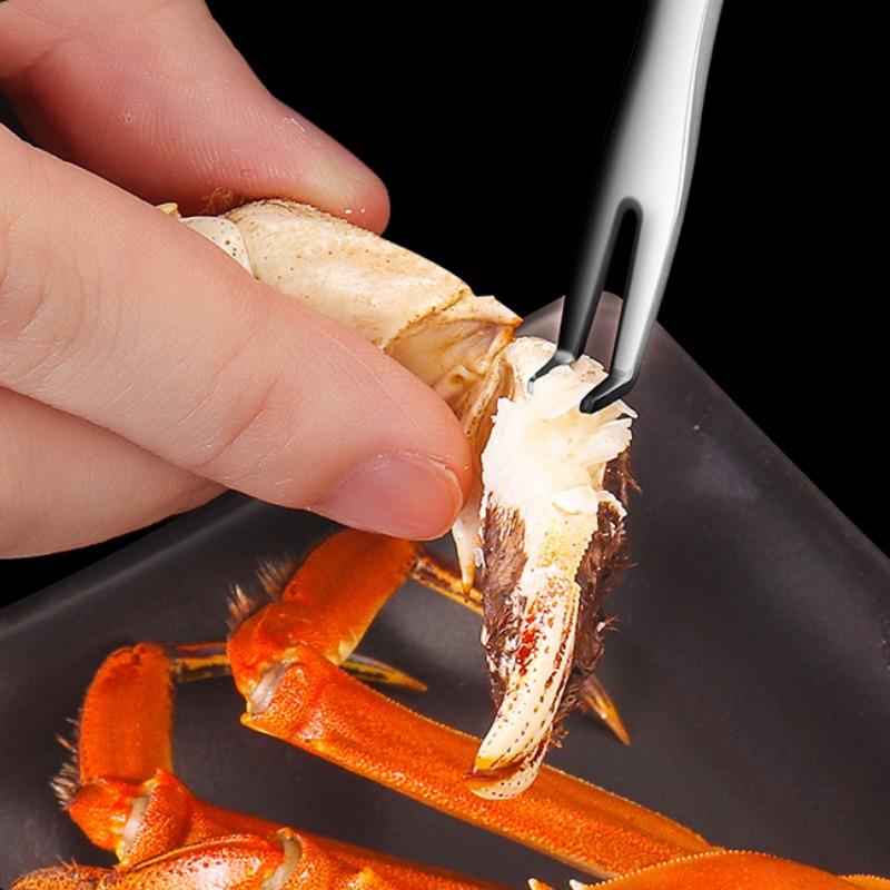 304 Stainless Steel Crab Needle Lobster Hairy Crab Fork Spoon Dual-use Household Seafood Pick Meat Eating Crab Tools