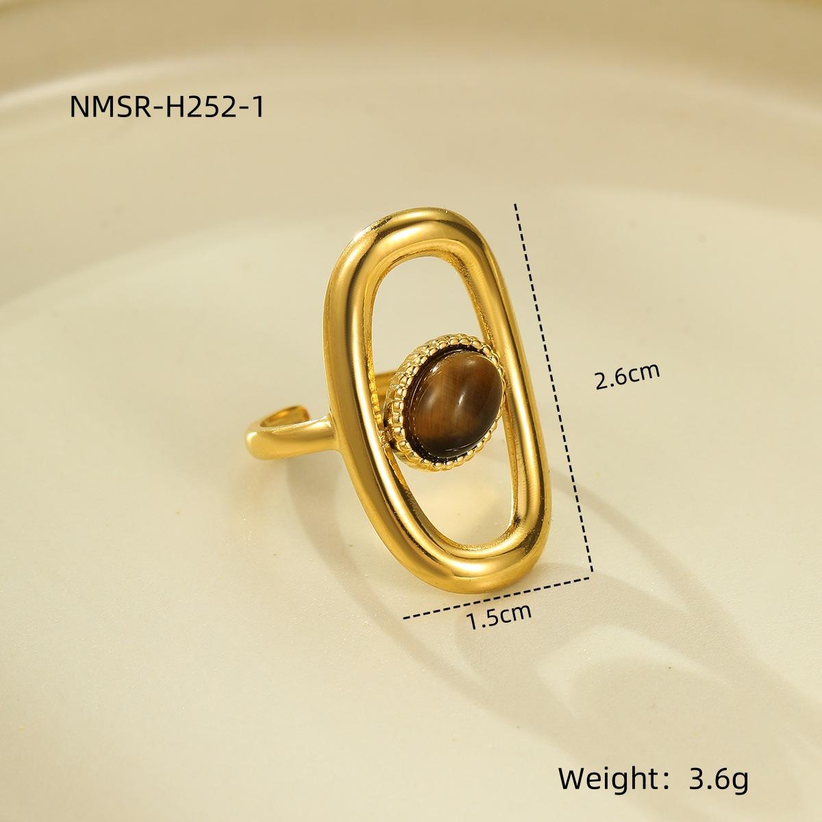 GEMCHIC Women s Square Hollow Inlaid Natural Stone Open Ring Fashionable Stackable Stainless Steel Finger Ring