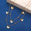 C102 Ins Minimalist Style Personality Double Layer Butterfly Necklace Butterfly Pendant Multi-layer Necklace