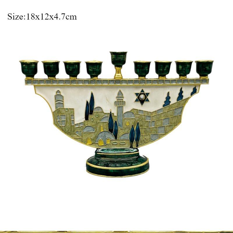 European retro Hanukkah candlestick nine-head candlestick metal nine-branch candle holder wedding candlelight dinner decoration