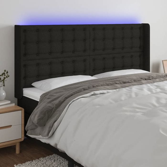 VidaXL LED Headboard Bedroom Furniture Double Bed Accessory Head of Bed Frame Interior Black 3124498
