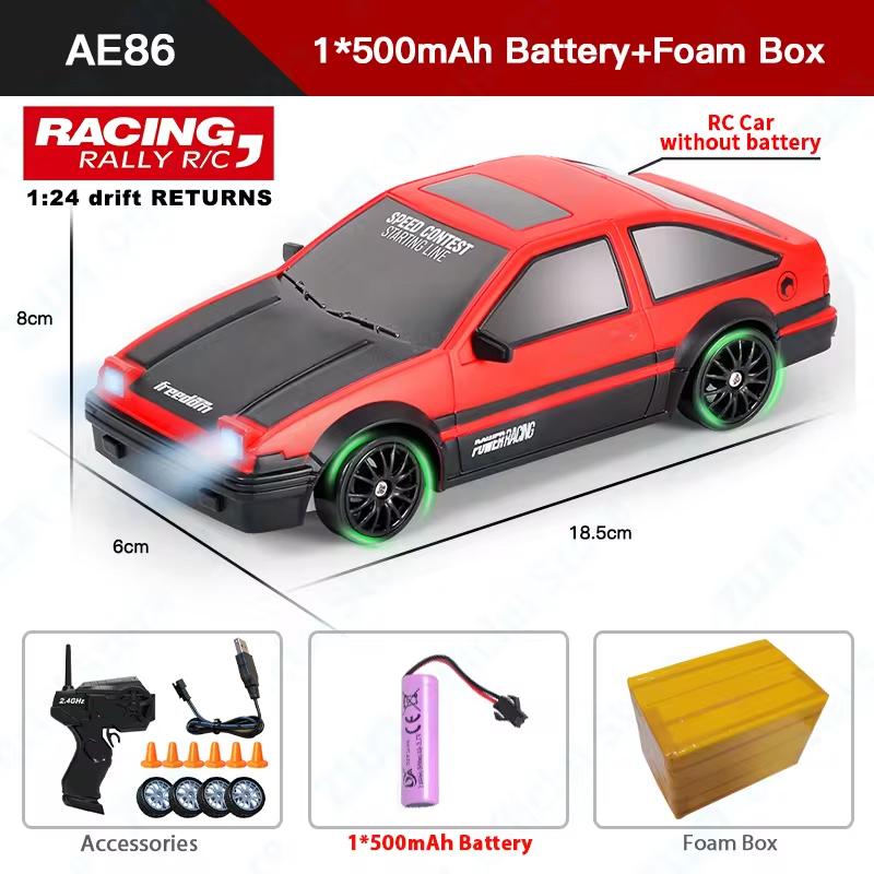 GTR Model AE86 RC Drift CAR With LED Light 4WD 2.4G Radio Remote Control Cars Professional Racing Toys for Children Gifts