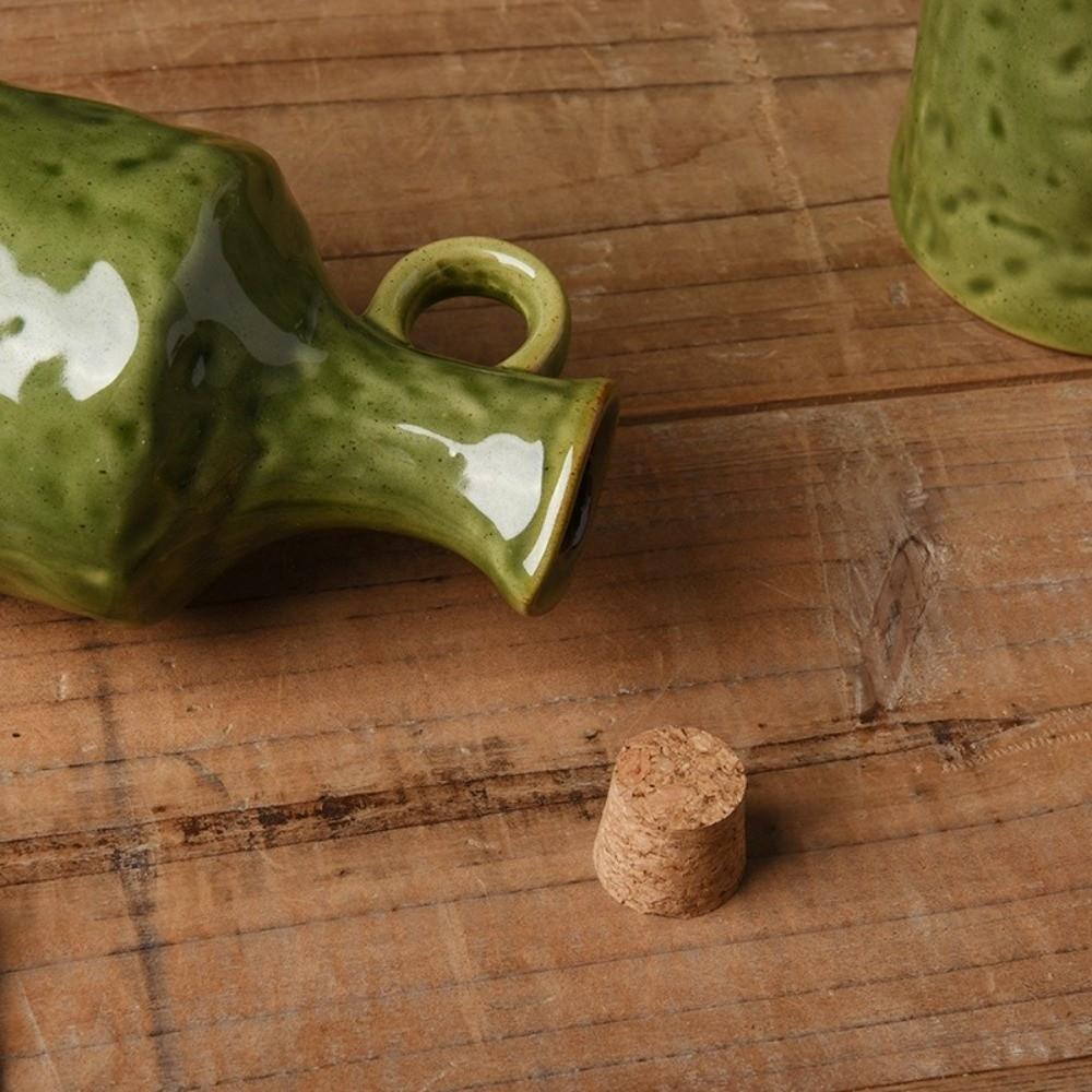 Vintage Green Oil Bottle Sealed Soy Sauce Container Simple Ceramic Seasoning Pot Kitchen