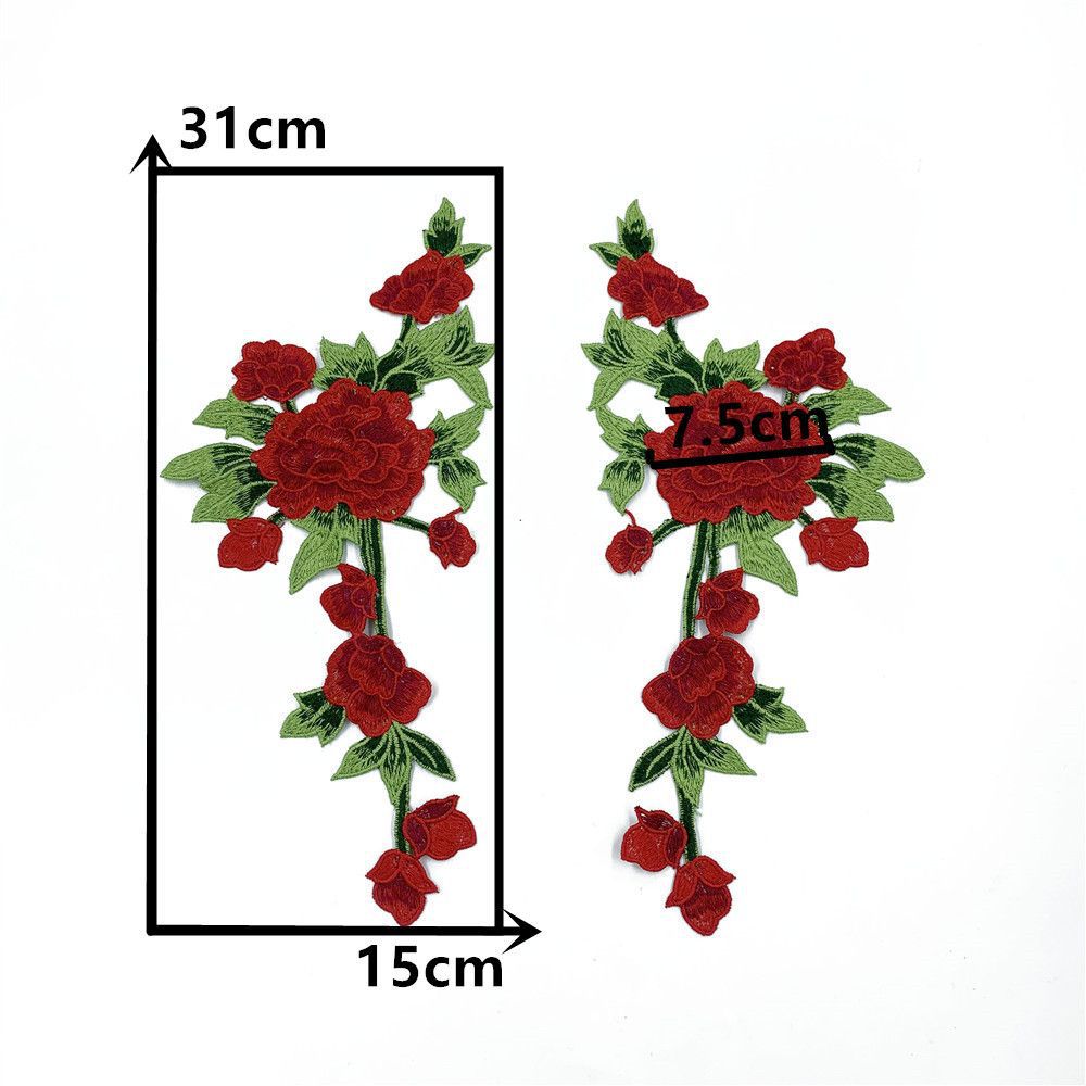 Red I Polyester Embroidery Color Embroidery Sewing Lace Diy Decorative Clothing Accessories Pair Collar Clothing