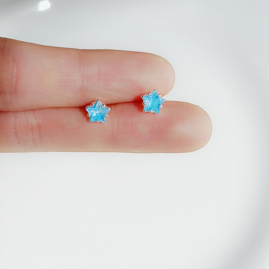 Blue star pearl stud earrings women's simple exquisite small design earrings ins versatile high-end earrings