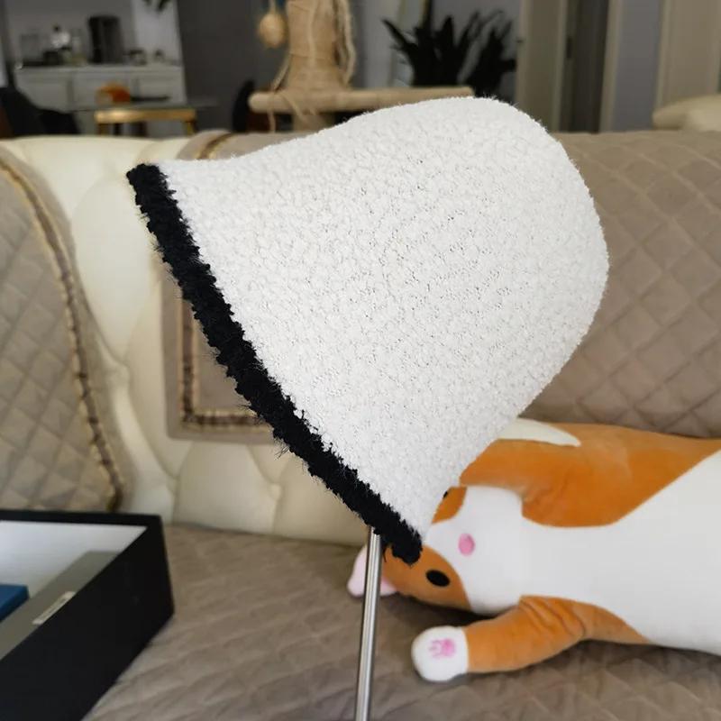 New Winter Hat Ins Wind Japanese Bucket Hats Korean Version Cute Knitted Hats Wool Bucket Hat For Women Mother Mum Gift