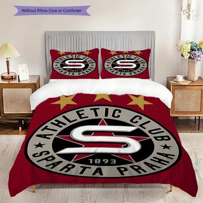 AC Sparta Praha Muster Bettwäsche Steppdecke Set Bettbezug Kissenbezug Heimdekoration Geburtstagsgeschenk (1 Bettbezug + 2 Kissenbezüge, ohne Füllung)
