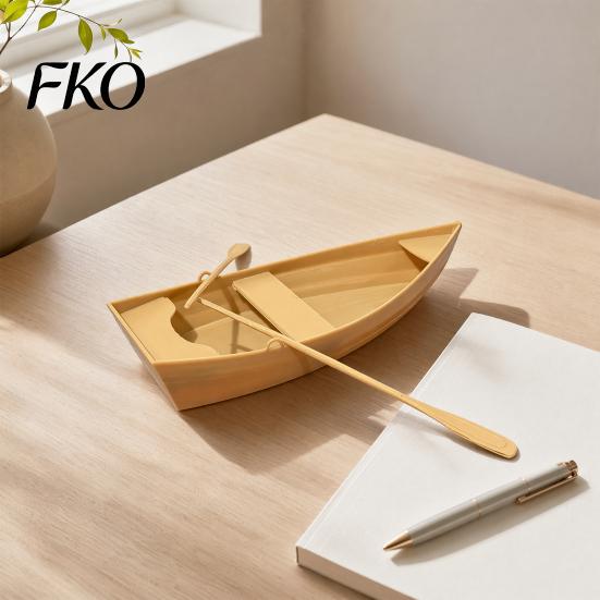 Minimalist Ornament 3D Printed Boat Figurine, Stable Ornaments with Paddle, Desktop Decoration Base Miniature for Home Office Display Creative