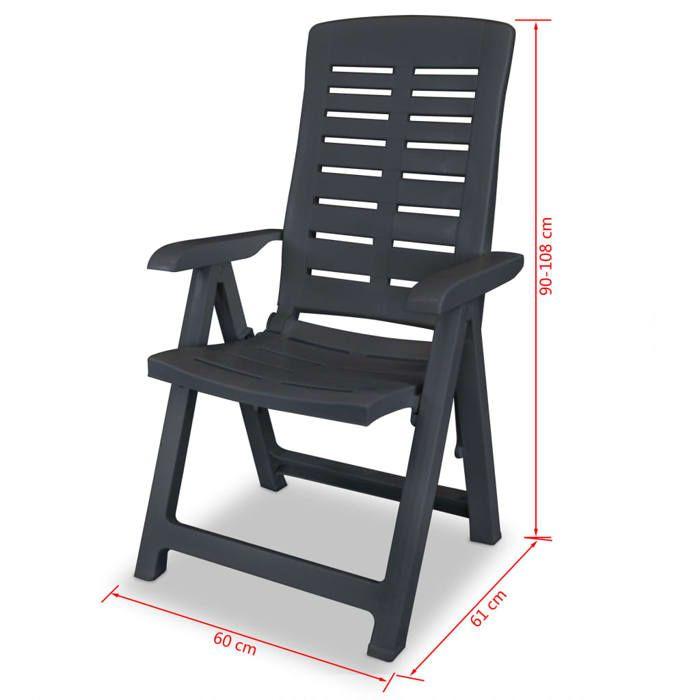 VidaXL 4x Reclining Garden Chairs Patio Armchairs Outdoor Chairs Terrace Seats Folding Chairs Plastic 275071