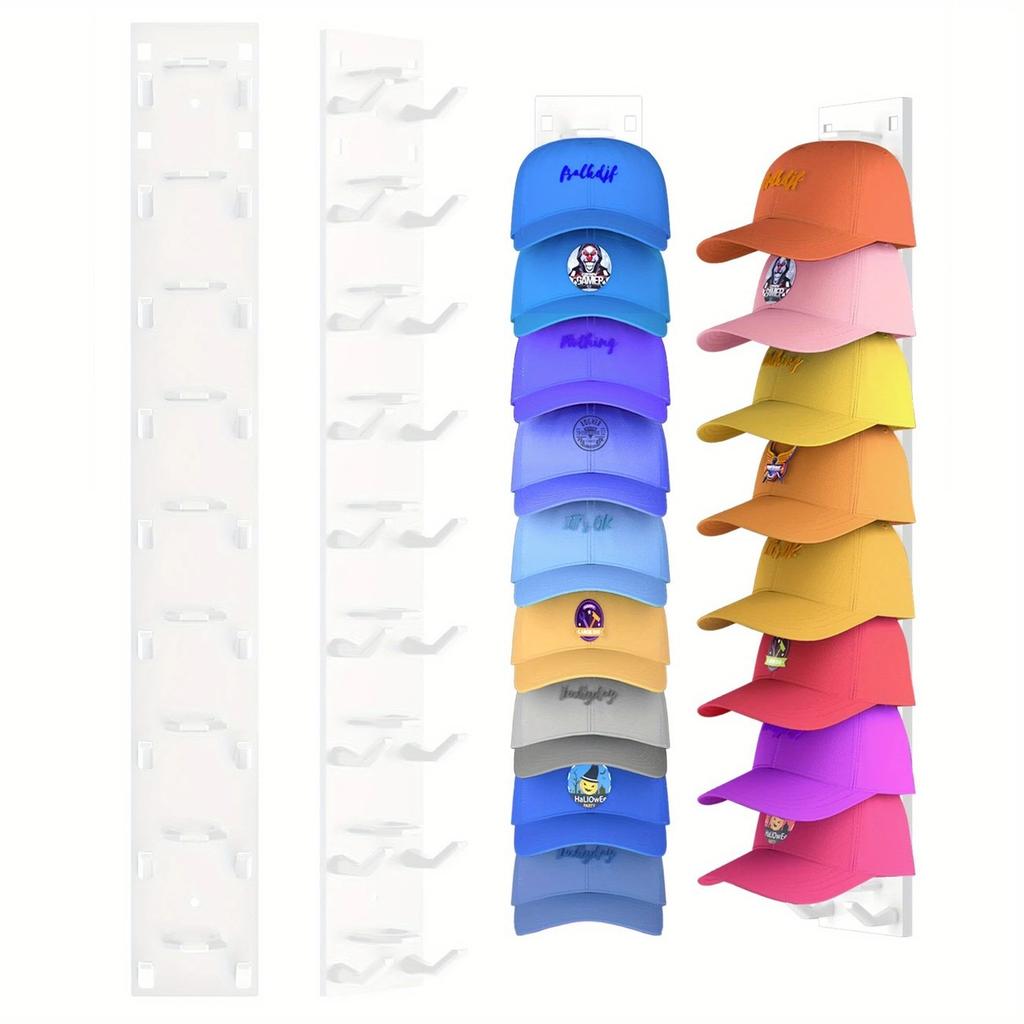 Hat Organizer for Baseball Caps Hat Rack for Wall Wall Mounted Adhesive Cap Rack Hat Holder Hanger Hold Up Cap Baseball Hat Storage Organizer