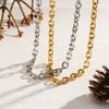 Collar de Cadena Punk Gruesa de 9 mm para Mujer, Collares de Cadena Rolo de Acero Inoxidable con Cierre OT, Joyería de Moda Regalos