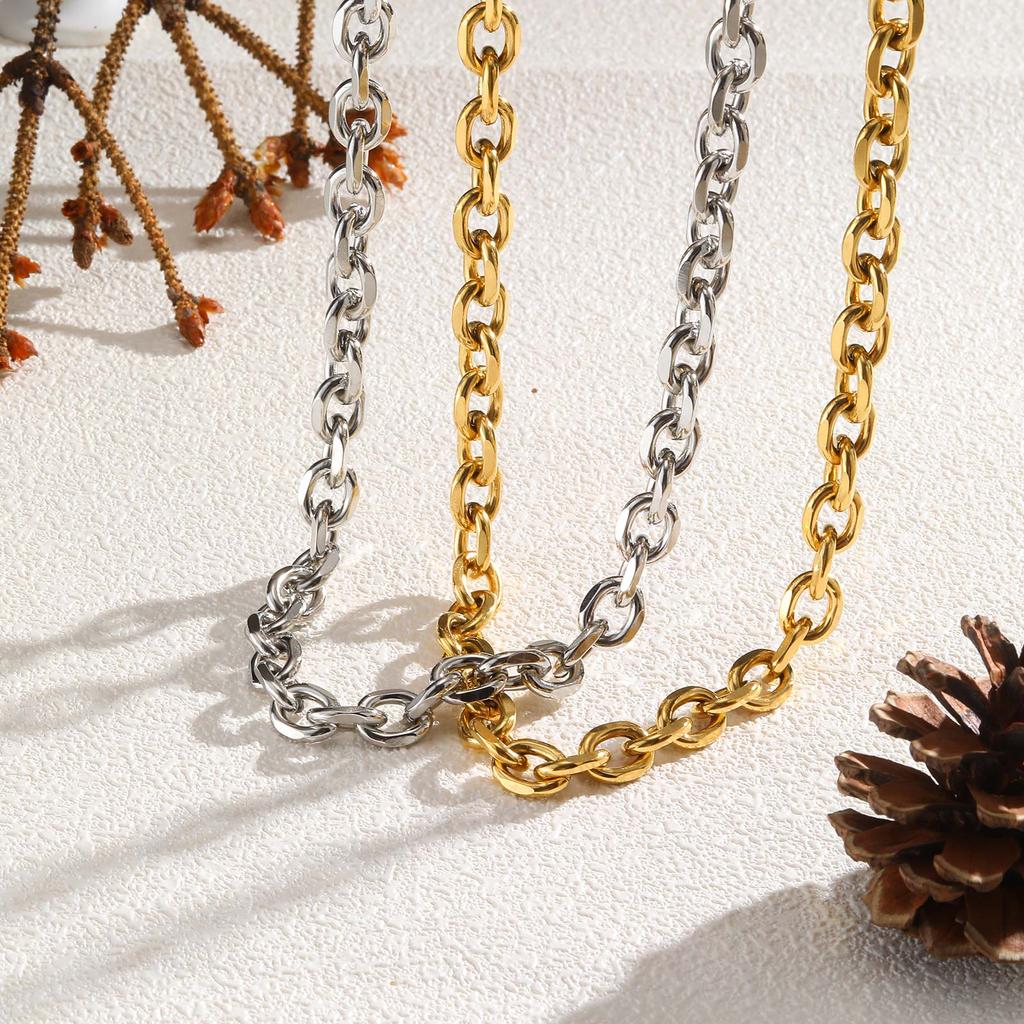 Collar de Cadena Punk Gruesa de 9 mm para Mujer, Collares de Cadena Rolo de Acero Inoxidable con Cierre OT, Joyería de Moda Regalos