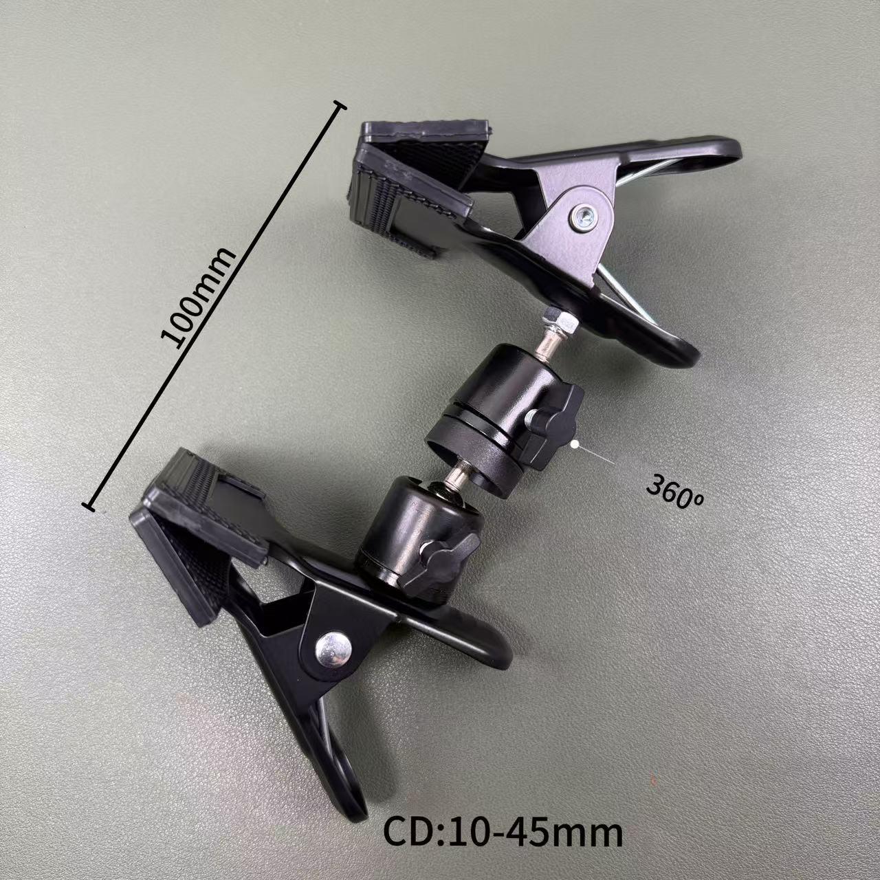 Dual-Head 360° Rotating Desktop Clamp with Universal Ball Head for Selfie Sticks