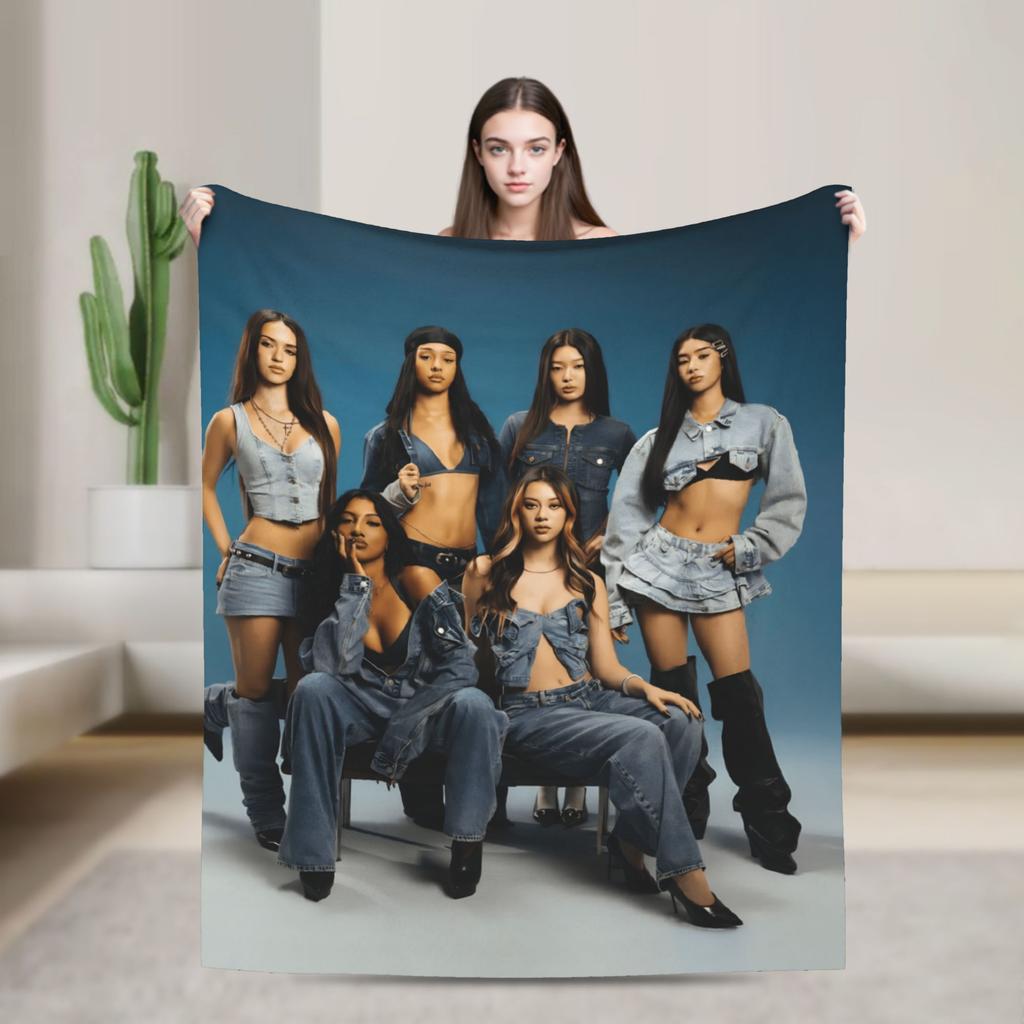 Katseye Kpop Flannel Blankets Winter Soft Durable Bedding Throws for Children Outdoor Graphic Bedspread Sofa Bed Cover