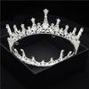 Baroque Vintage Royal Queen King Round Crystal Wedding Crown Bridal Tiaras and Crowns Diadem Bride Hair Jewelry Accessories