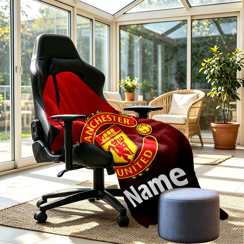 Custom Name Personalized Manchester Football F.C Print Blankets, Home Decor, Bedroom, Sofa, Camping, Couch, Gifts for Birthday Christmas