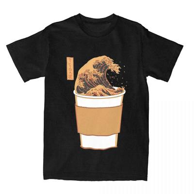 The Great Wave Of Coffee T Shirts Apparel Men Women Pure  Humor Tees Short Sleeve Clothing All Seasons