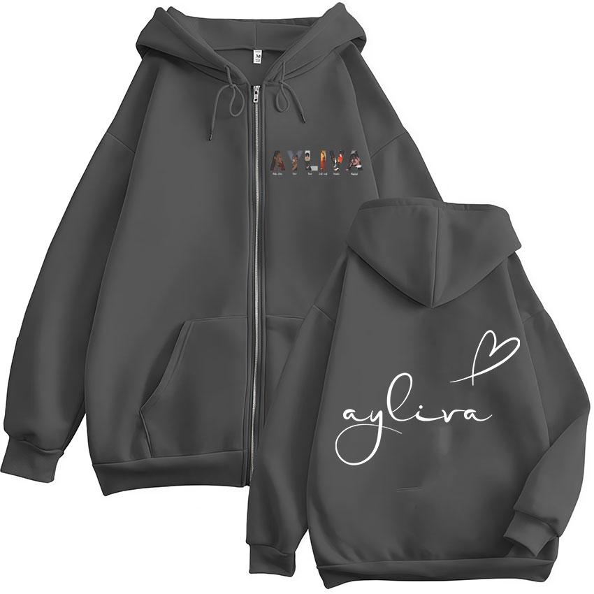 Pánská dámská mikina s kapucí a zipem Ayliva Tour Graphic Vintage Oversized Oblečení Mikina Hip Hop Fleecové Bundy Mikina s kapucí