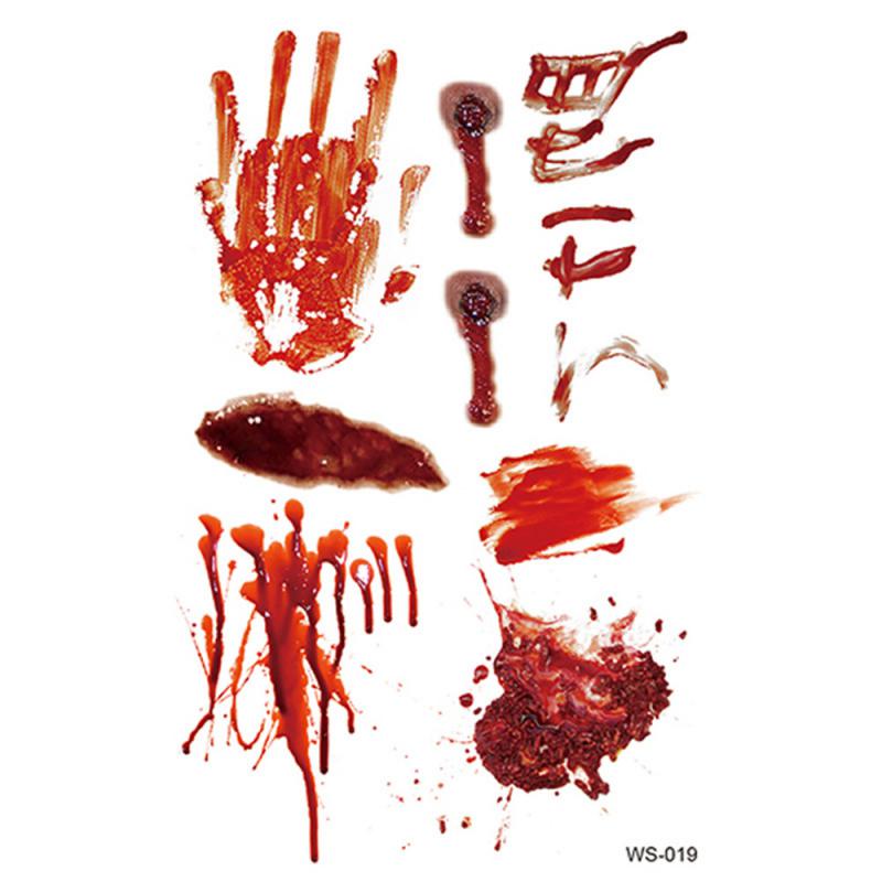 Halloween Realistic Terror Wounds Tattoos Waterproof Tattoo Sticker With Fake Scab Blood Special Costume Small Neck Fake Tatoo