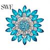 Women Fashion Flower Brooch Crystal Rhinestone Jewelry for Wedding Party Gift