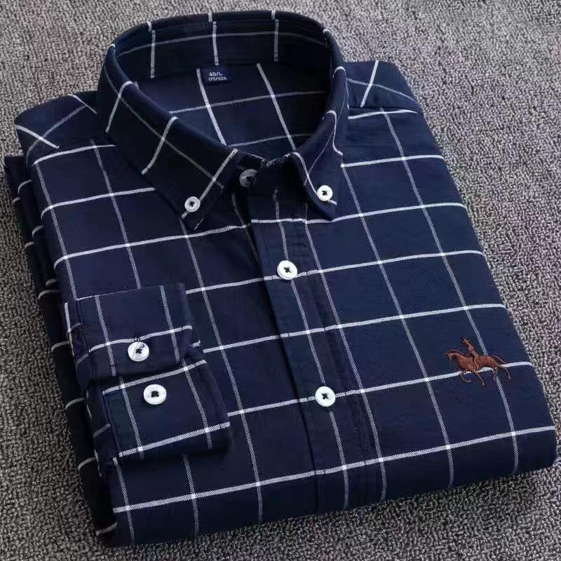 Camicia Oxford di Cotone a Righe a Maniche Lunghe da Uomo - Abbigliamento Casual da Lavoro Size 42
