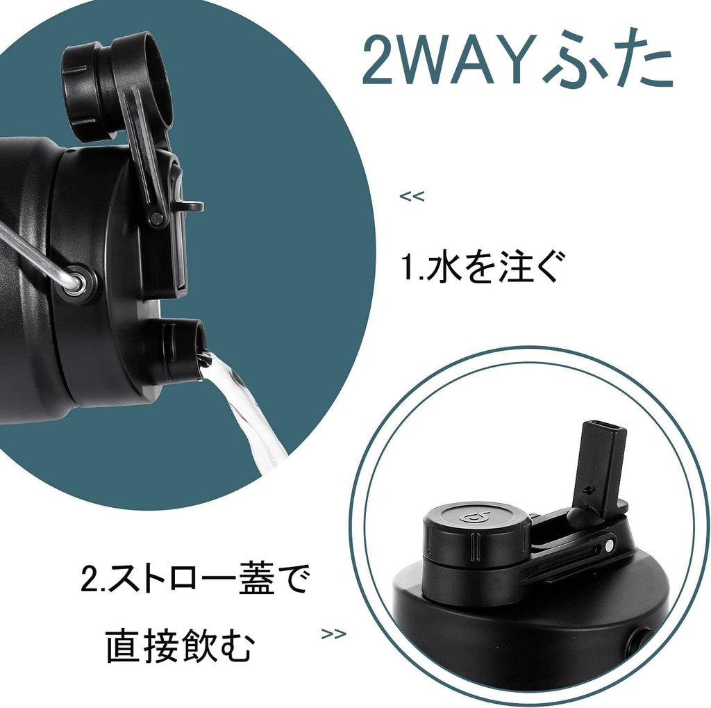 BOTTLE BOTTLE Jug, 2-Liter Water Bottle, Large Capacity, 2L, Stainless Steel, Vacuum Insulated, Keeps Hot or Cold, Includes Straw, Portable Water