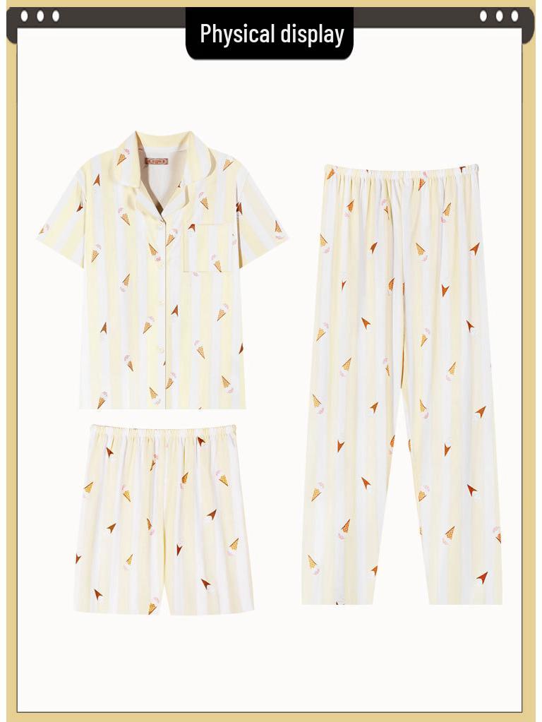 Women's Soft & Cute Rabbit Pajamas, Japanese Milk Tone, Cartoon Style, Girly Short-Sleeve 3-Piece Set